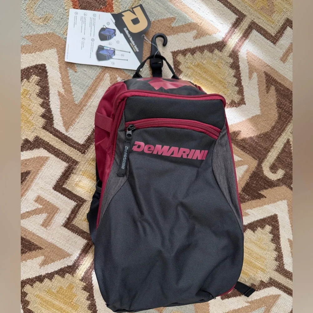 DeMarini Voodoo Junior Baseball Backpack Maroon and black